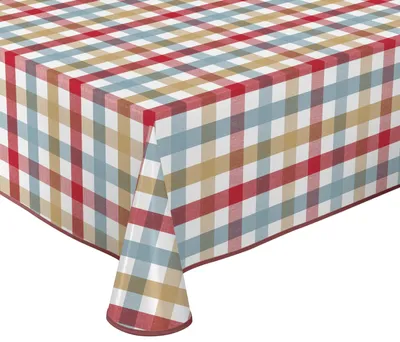 Produktbild von Wachstuchtischdecke abwaschbar rutschfest mit Paspelband, Motivwahl,Karo Pastell-Rot, (Rund140x140cm)