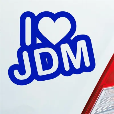 Produktbild von Auto Aufkleber I Love JDM Liebe Tuning 12x10 cm Dunkelblau Sticker Heckscheibenaufkleber