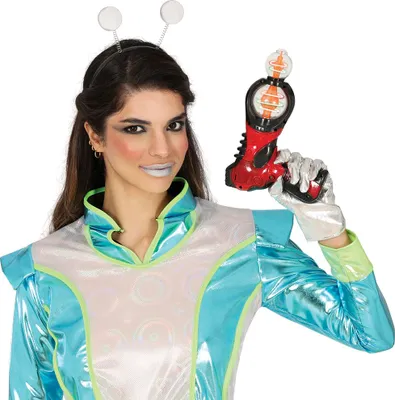 Produktbild von Superhelden Abenteuerfighter Karneval Spielzeugpistole Rot Schwarz Futuristisches Gadget SciFi Heldenreise Accessoire Partyrequisit Fantasiewaffe, Farbe: Schwarz / Rot