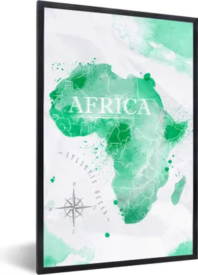 Produktbild von MuchoWow® MuchoWow® Gerahmtes Poster Afrika - Weltkarte - Aquarell 40x60 cm - Poster mit zchwarzem Bilderrahmen - Papierdruck - Wandbilder