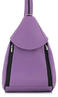 Produktbild von Lavendel eleganter Damen Lederrucksack im Beutelstil, Cityrucksack, Freizeitrucksack, Alltagsrucksack – Belveder Rene24