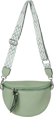 Produktbild von styleBREAKER Damen Halbmond Crossbody Schultertaschen Einfarbig, verstellbarer Schultergurt mit Zick-Zack Rauten Muster 02012401