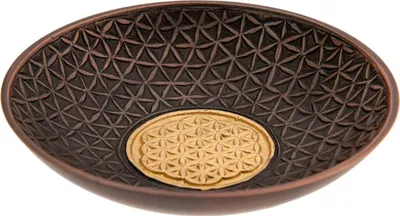 Produktbild von 19cm Räucherschale Blume des Lebens Aluminium, Kupfer antik Weihrauchgefäß