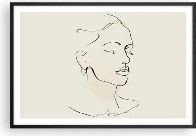 Produktbild von Gerahmtes Poster - Schwarzer Rahmen - Frau Zeichnung Linie - 91,5x61 cm - Wand Bild - Wanddeko - Wandbilder - Kunstposter - Wandposter - Bilderrahmen - Bilder - Kunstdruck - P2BAA91x61-5046