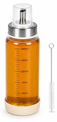 Ölkännchen aus Glas, 300 ml, mit Skala, Bürste und Halter
