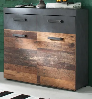 Obrázek produktu pro trendteam Šatní skříň Botník Indy Grafitově šedá Matera NB/Staré dřevo NB 90 x 89 x 34 cm