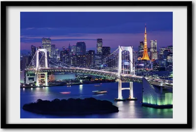 Produktbild von Bild 60x40 MDF-Rahmen, Wandkunst Brücke in Tokyo