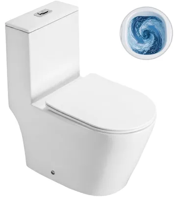 Imagen del producto de Inodoro combinado Marmo, sistema Double Vortex: descarga por remolino + tapa Slim/SoftClose (cierre suave) - desagüe inferior/trasero - blanco brillante - 70x36 cm