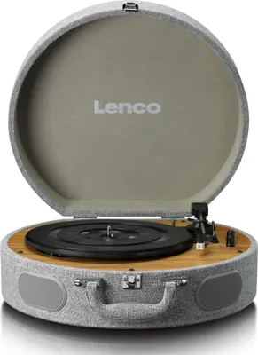 Image de Lenco LS-66GY - Platine vinyle rétro dans un boîtier en bois avec haut-parleurs intégrés, Bluetooth® et tête de lecture AT3600L - Gris