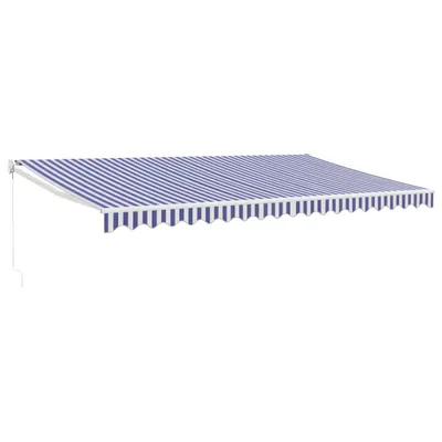Image de vidaXL Auvent rétractable Bleu et blanc 5x3 m Tissu et aluminium