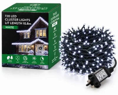 Cluster-Lichterkette 720 LEDs, 8 Modi, Timer, 20,8 m, kaltweiß