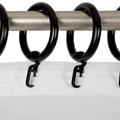 Zdjęcie produktu dla Haczyki do zasłon, czarne, średnica 40 mm, do prętów karniszowych o średnicy do 28 mm (zestaw 40 sztuk)