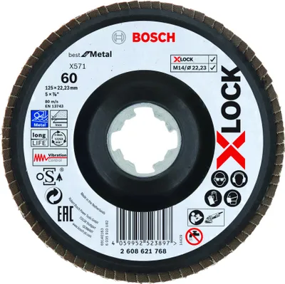 Produktbild von PRO X571 Fächerschleifscheibe X-Lock, abgewinkelt, 125 mm, K60