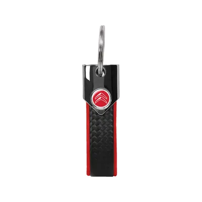 Image de Porte-clés Citroën Rouge Officiel, Carbone, Logo Rouge