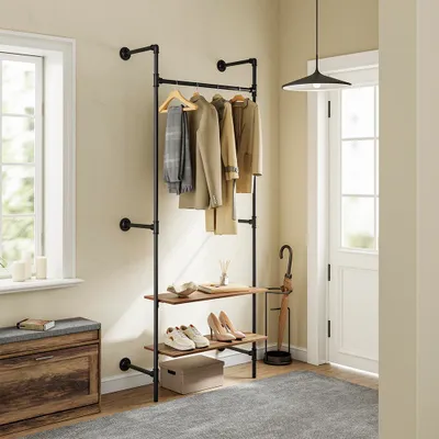 SoBuy Wandgarderobe KLS20-SCH im Flur mit Schuhen und Accessoires