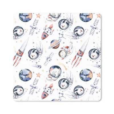 Produktbild von MuchoWow® Mauspad Mousepad Muster - Tiere - Rakete - Jungen - Kinder - Mädchen 20x20 cm - Mousepads - Maus Mat - Pad - Mausunterlage - Desk Mat - Bureauartikeln