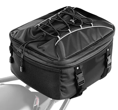 Obrázok produktu pre VEVOR Zadná taška na motocykel (22-34 l) s nepremokavým krytom proti dažďu, úložný priestor na motocykel, taška na batožinový nosič s popruhmi a elastickou šnúrkou, batožina na motocykel, čierna