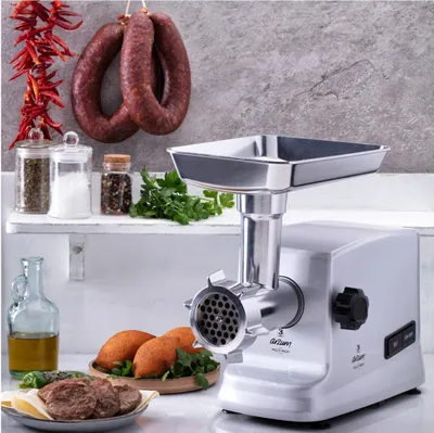 Produktbild von Arzum AR1076 Fleischwolf zum Zerkleinern von Fleisch leicht zu reinigen & viel Zubehör 2000W Weiß