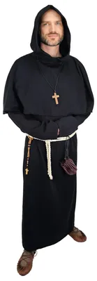 Produktbild von Mönchskutte schwarz "Baldrich" - Set aus Habit, Kukulle und Seilgürtel XXL/XXXL