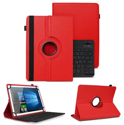Produktbild von Schutzhülle für Telekom T Tablet /2 Bluetooth Tasche 360 Drehbar QWERTZ TastaturFarben:Rot