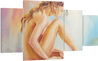 Produktbild von Bild auf Leinwand - Leinwandbild - 4 Teile - Frau Nacktheit Abgesehen von - 160x90cm - Wand Bild - Wanddeko - Wandbilder - Leinwanddruck - Bilder - Wanddekoration - Leinwand bilder - DL160x90-4174