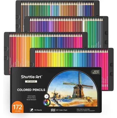 Produktbild von Buntstifte Set 172 Farben auf Weichwachsbasis für Erwachsene zum Malen und Färben