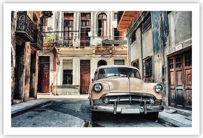Produktbild von Poster - Poster ohne Rahmen - Kubanisch Auto Mietshäuser - 91,5x61 cm - Wand Bild - Wanddeko - Wandbilder - Kunstposter - Wandposter - Bilder - Kunstdruck - Wanddekoration - Wandbild - P2XAA91x61-4413