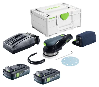 Produktbild von Festool ETSC 2 125-Basic Akku Exzenterschleifer 18 V 125 mm Brushless + 2x Akku 4,0 Ah + Ladegerät + Systainer