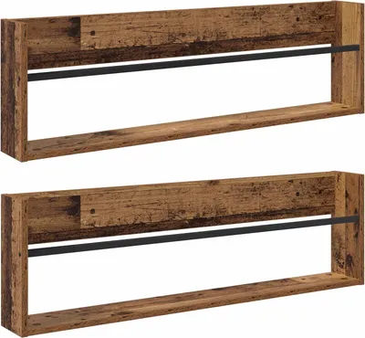 Obrázek produktu pro Regál na časopisy s policí 2 pcs Staré dřevo 100 x 12 x 30 cm