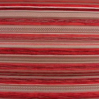 Produktbild von Möbelstoff Meterware Bezugsstoff Chenille KRUMBACH Streifen rot beige 140cm