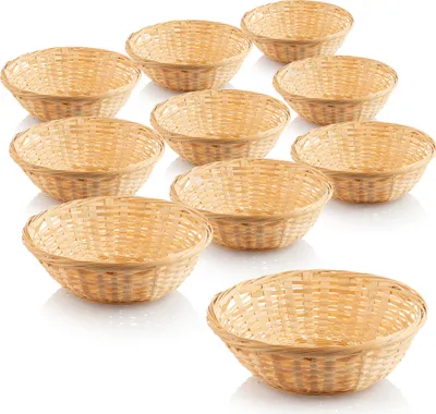 Produktbild von com-four® 10x Bastkorb in natürlicher Farbe zur Dekoration - Osterdeko - Osternest - Körbchen für Ostereier, Brötchen und Snacks