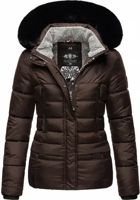 Produktbild von Marikoo Loveleen Damen Winter Steppjacke mit Kapuze Parka Mantel Winterjacke Schoko Gr. 36 - S
