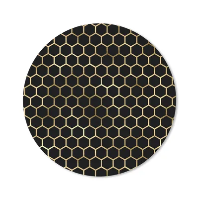 Produktbild von MuchoWow® Mauspad Mousepad Muster - Sechseck - Gold - Schwarz 50x50 cm - Mousepads - Maus Mat - Pad - Mausunterlage - Vinyl