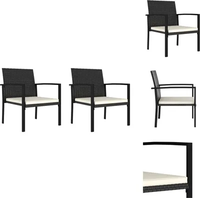 Image de vidaXL Chaises de jardin 2 pcs. Poly Rotin Noir - Chaises de jardin