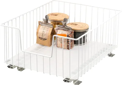 Produktbild von bremermann Schrank-Korbauszug 40 cm mit Einlegeboden, Küchenschublade zum Nachrüsten, Schrankauszug aus Metall weiß
