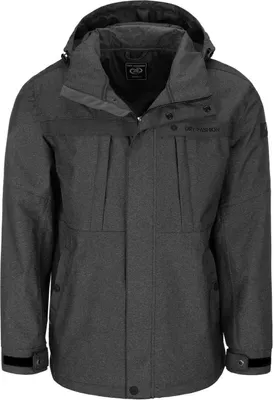 Produktbild von Dry Fashion Herren Funktionsjacke Emden Meliert - Outdoor-Jacke Wasserdicht mit Innenfutter und abnehmbarer Kapuze in Anthrazit Melange Größe 3XL