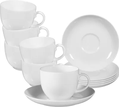 Produktbild von Seltmann Weiden Rondo/Liane Weiß Kaffeetasse mit Untertasse 0,21 l 6er Set