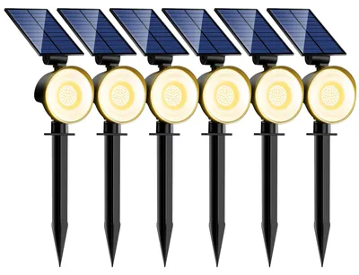 Solar-Außenleuchten, 6 Stk., 53 LEDs, IP65, 3 Helligkeiten, warmweiß
