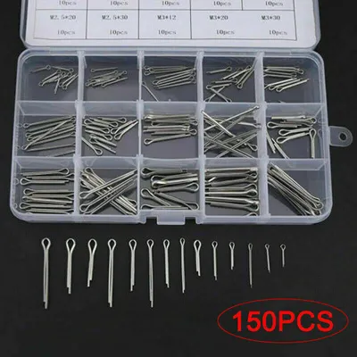Produktbild von 150 STk Edelstahl Sortiment Splint Set Sicherungssplinte Sicherungsstifte M1-M3