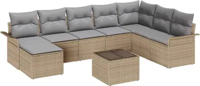 Productafbeelding van vidaXL Tuinset met 9 zitplaatsen, beige, van polyrotan