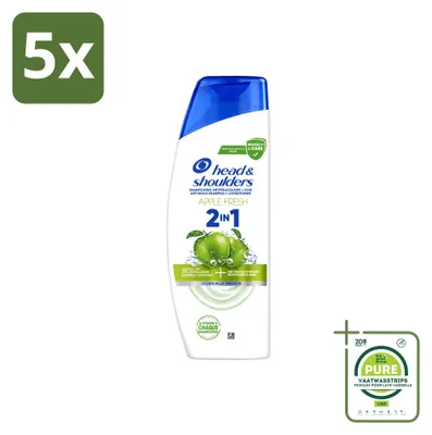 Productafbeelding van 5 x Head & Shoulders 2-in-1 Anti-roos Shampoo, appelgeur, 300 ml - grootverpakking - 5 stuks
