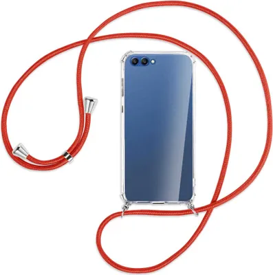 Produktbild von Handykette Backcover-Schutzhülle mit Band (Metall silberfarben) für Honor 10 - rot