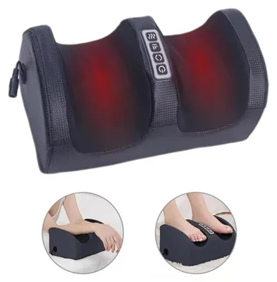 Image de Appareil de massage des pieds électrique - Masseuse pétrissante - Fonction de chauffage - Massage par vibrations - 12 V - Prise européenne - Noir