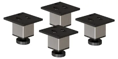 Produktbild von 4er Set sossai Höhenverstellbare Aluminium Möbelfüße 60mm in Edelstahl Optik Schrankfüße Sockelfüße