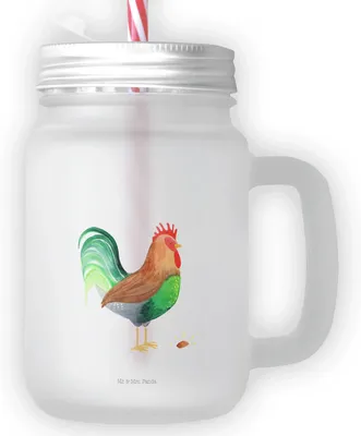Produktbild von Mr. & Mrs. Panda Glas Hahn Korn - Transparent - Geschenk, Bauernhof, Mason Jar, Eier, Henne, Strohhalmglas, Becher mit Strohhalm, dessertglas, Natur, Cocktailglas