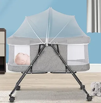 Productafbeelding van Baby Wieg - Co-sleeping Bed - Veilig Slapen - Opvouwbaar Ontwerp - 106 x 92 x 55 cm - Grijs
