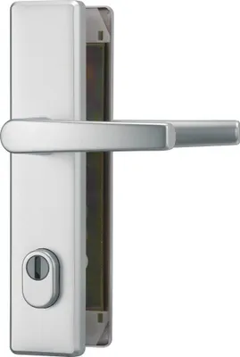 Produktbild von ABUS Schutzbeschlag HLZS814 - kantige Form (Ausführung: Klinke-Klinke, Oberfläche: F1 Aluminium Natur) Ausführung: Klinke-Klinke Oberfläche: F1 Aluminium Natur