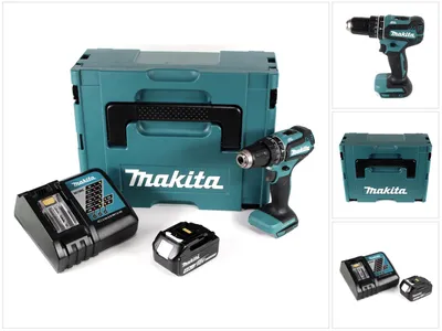Obrázek produktu pro Akumulátorová příklepová vrtačka Makita DHP 485 RM1J 18 V Li-Ion v balení Makpac + 1 x akumulátor 4,0 Ah + nabíječka.