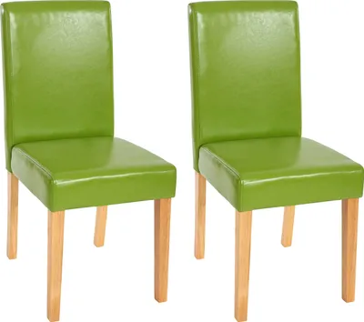 Produktbild von 2er-Set Esszimmerstuhl Stuhl Küchenstuhl Littau  Kunstleder, grün, helle Beine