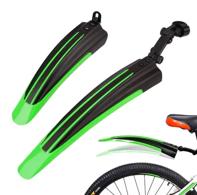 Image de Kit de garde-boue pour vélo, couleur verte, pour roues de 20 à 26 pouces, réglable, pour l'avant et l'arrière